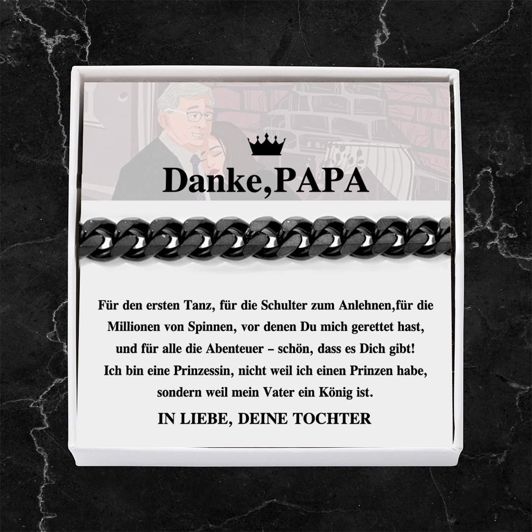 Herren Kubanisches Armband- Danke Papa-Geschenk mit Nachrichtenkarte