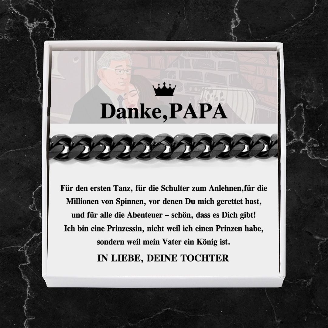 Herren Kubanisches Armband- Danke Papa-Geschenk mit Nachrichtenkarte