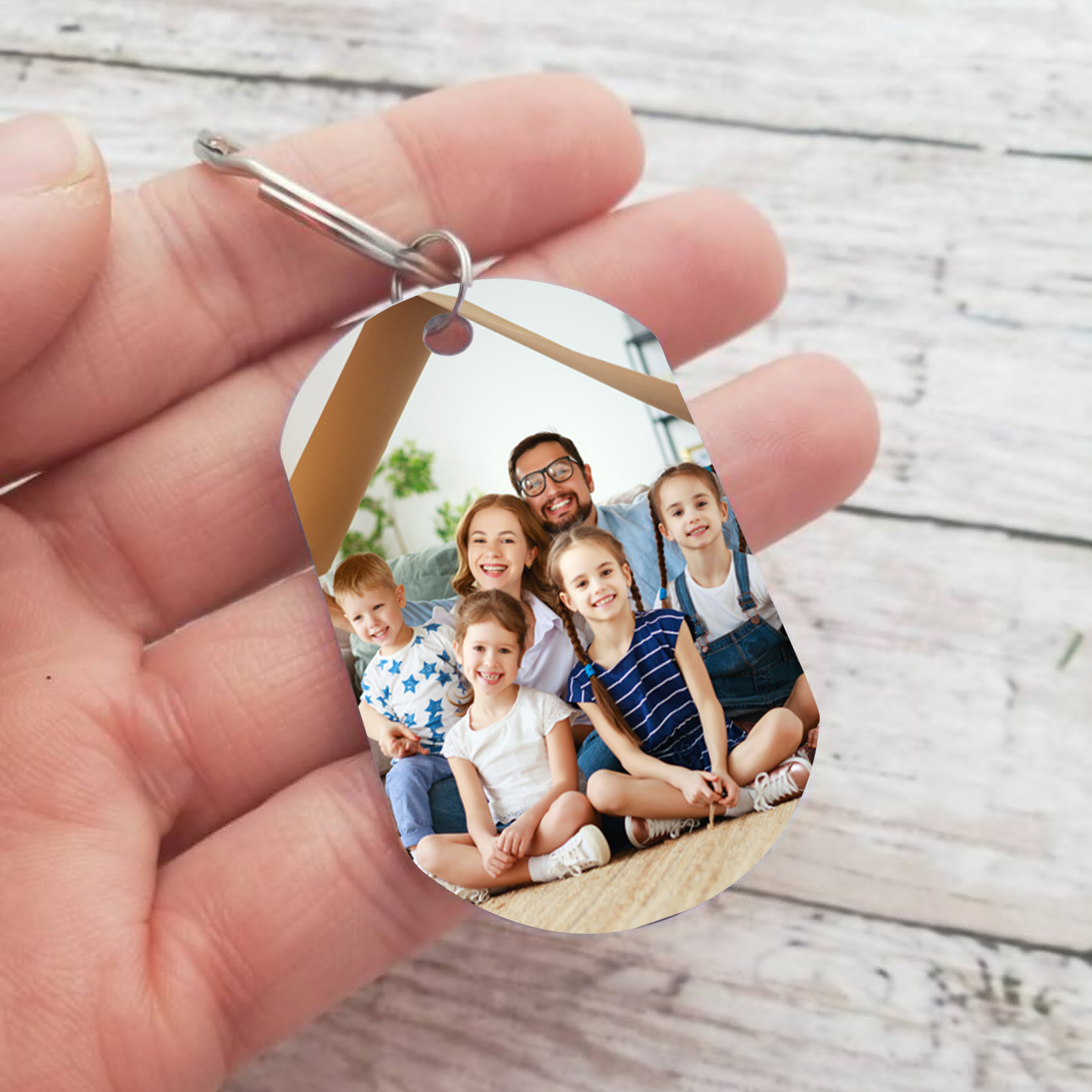 Personalisierbares Foto & 5 Namen Papa Faust Schlüsselanhänger-Geschenk für Vater