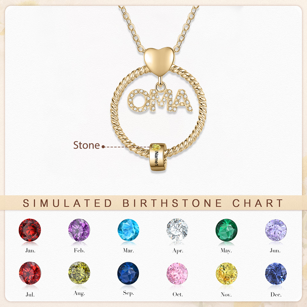 Personalisierter 1 Name Gravur "OMA" Halskette mit 1 Geburtsstein