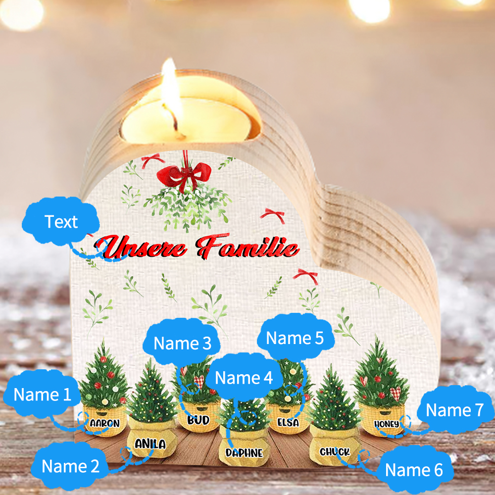 Personalisierte 7 Namen & Text Zimmerpflanze Familie Herzform Kerzenhalter  fr Gromutter  Kettenmachen