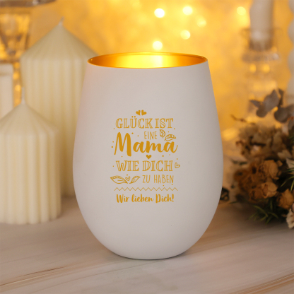Personalisierter Kerzenhalter aus Glas mit Foto Geschenk für Mama individuellem Foto und einzeiligem Text – Muttertags- oder Geburtstagsgeschenk für Mama | Kettenmachen