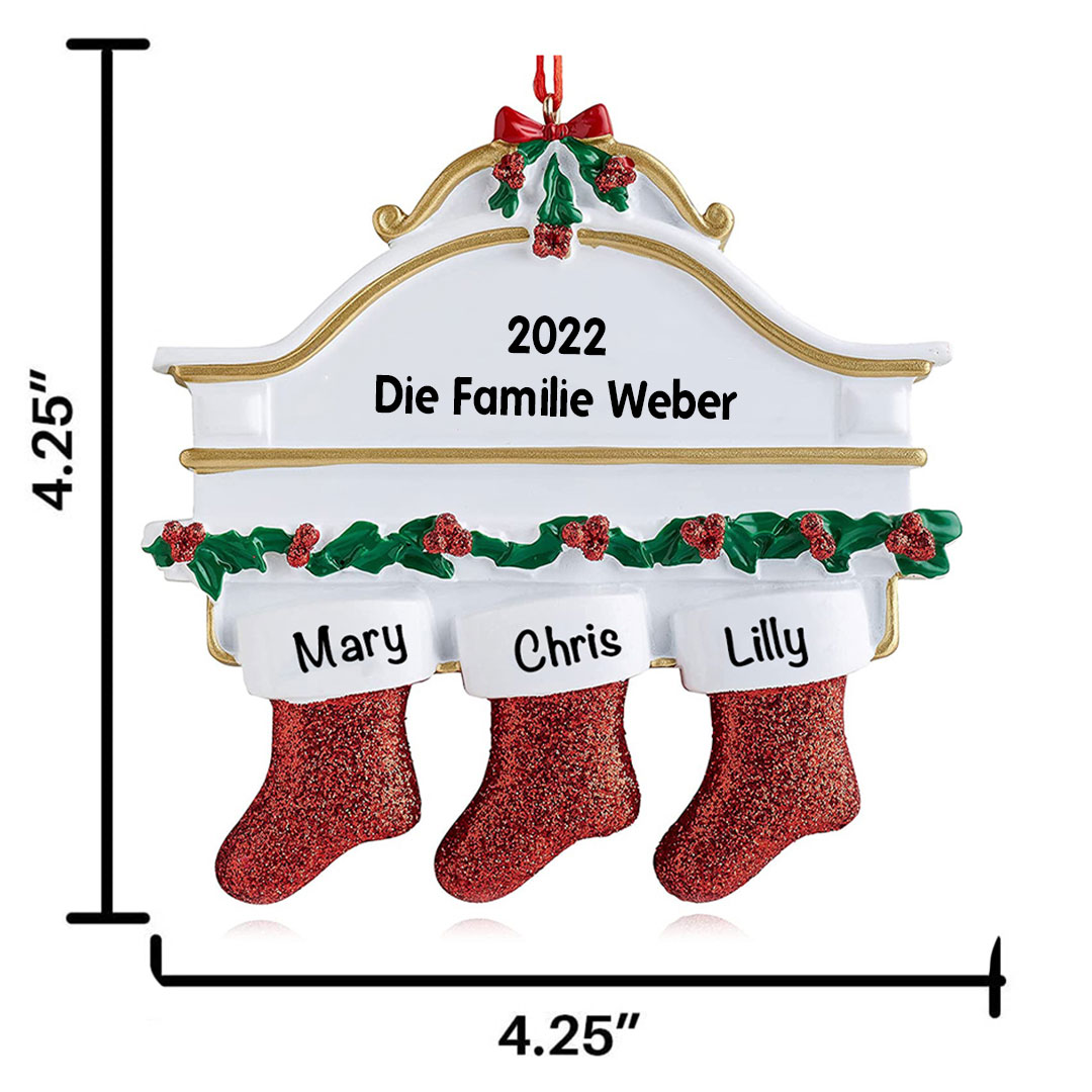Holz Weihnachtsornament-Personalisiertes 3 Namen Text Rot Strümpfe Ornament Weihnachten Anhänger