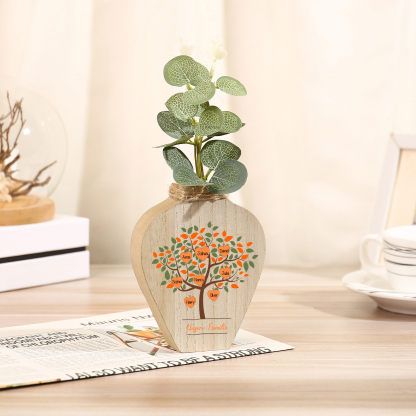 Holz Personalisierte 8 Namen & Text Herz Baum Vase
