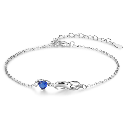 Personalisierte 1 Namen Infinity Armband mit 1 Geburtssteine