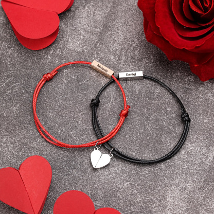Personalisierte 2 Namen Paar Herz Magnet Armbänder