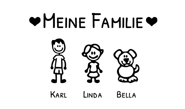 Personalisierbarer 2-7 Namen Schlüsselanhänger mit Muster-Meine Familie