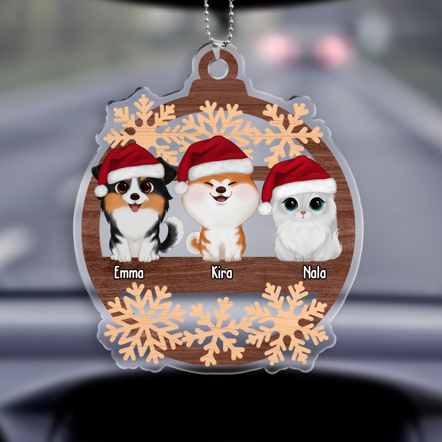 Acryl Weihnachtsornament-Personalisierte 1-6 Namen Haustier Ornament/Schlüsselanhänger mit Schlüsselring