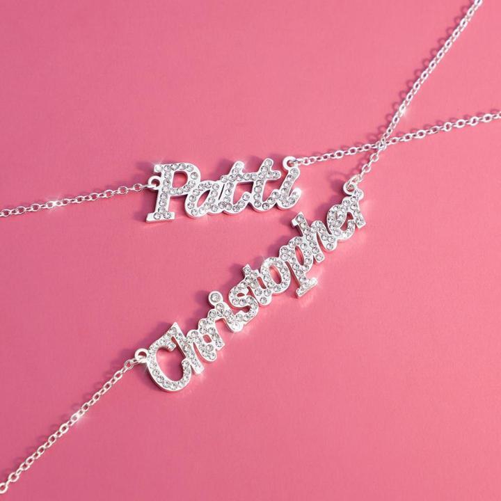 Muttertagsgeschenk personalisierte glänzende Diamant-Namenshalskette