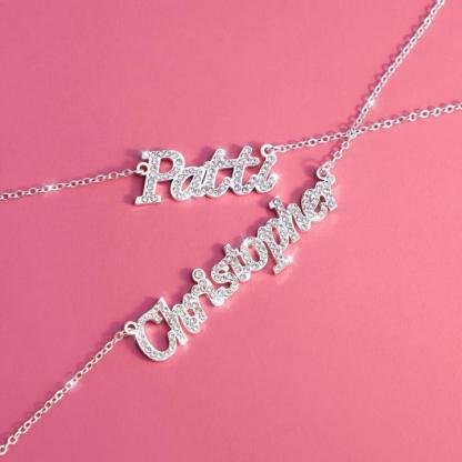 Muttertagsgeschenk personalisierte glänzende Diamant-Namenshalskette