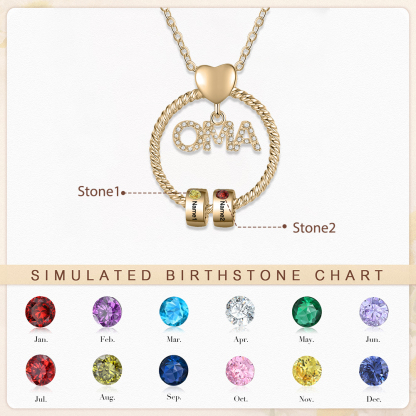 Personalisierte 2 Namen Gravur "OMA" Halskette mit 2 Geburtssteinen-Glück ist eine Oma wie dich zu haben-Geschenk mit Nachrichtenkarte
