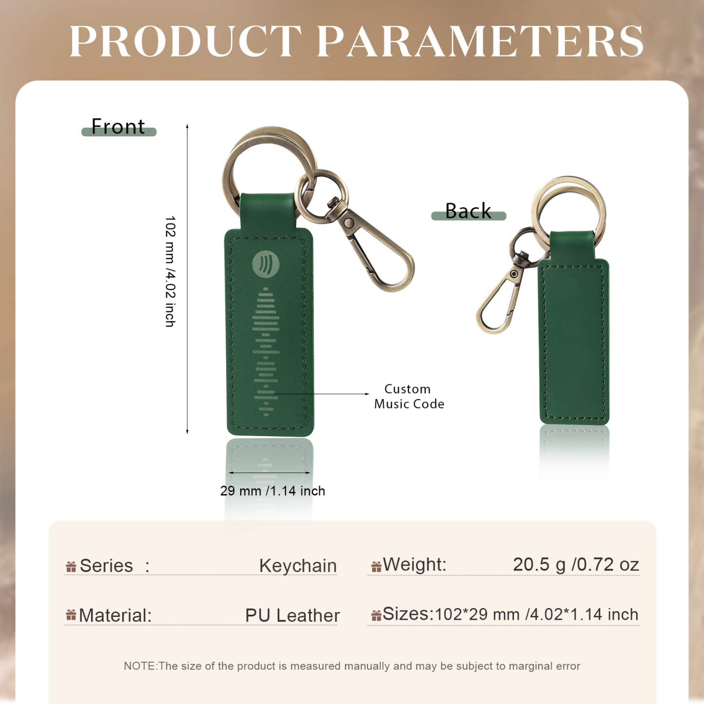 Personalisierter Spotify Code PU Leder Schlüsselanhänger