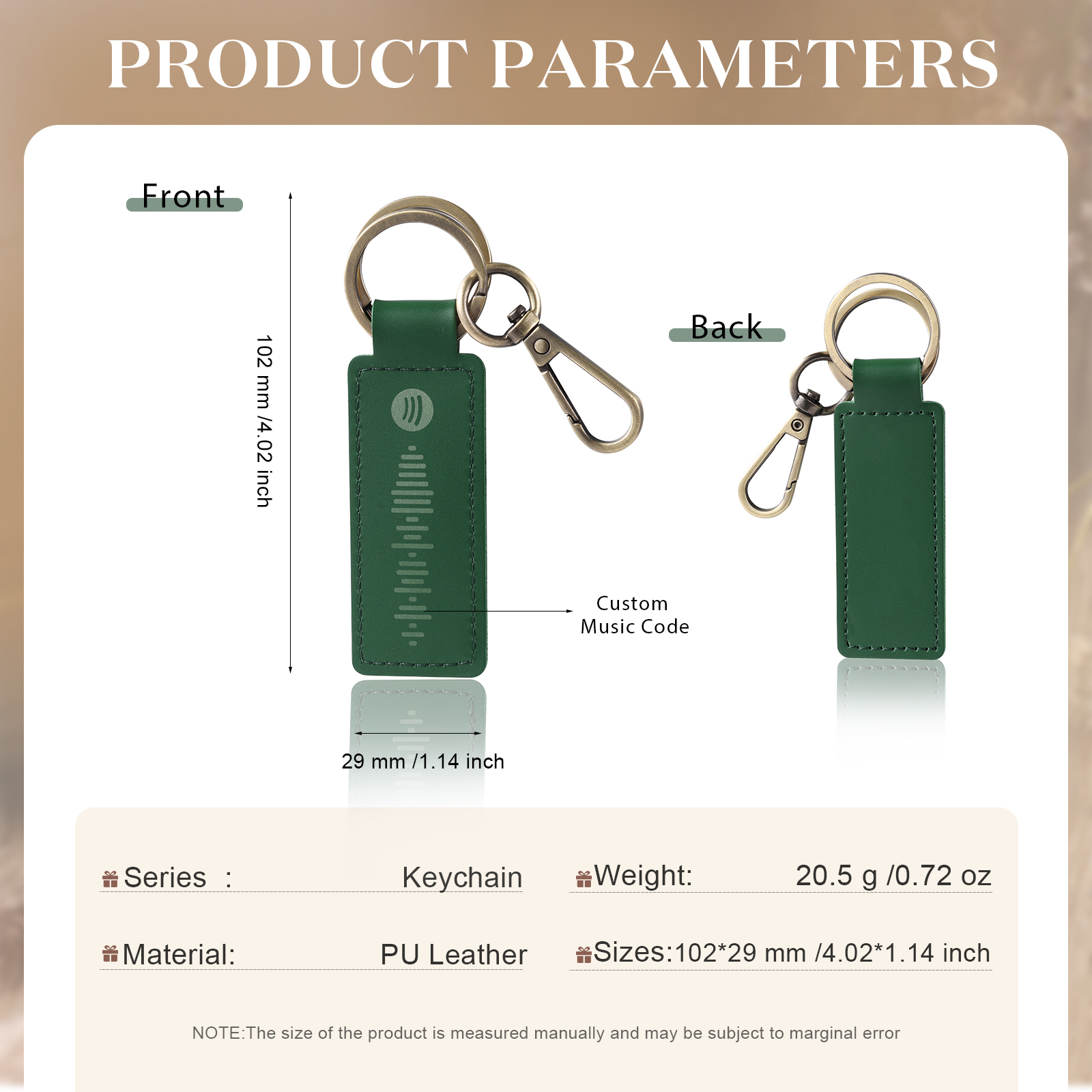 Personalisierter Spotify Code PU Leder Schlüsselanhänger