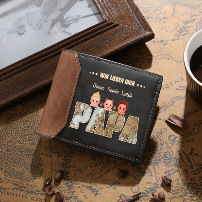 Herren Personalisierte 1-5 Name & Text -Wir lieben dich Papa -Geschenk für Papa Vater