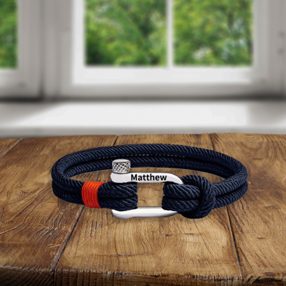 Herren Personalisierter 1 Name Edelstahl Hufeisenschnalle Handseil Armband-An meinen Sohn Glaube an dich selbst-Geschenk mit Nachrichtenkarte