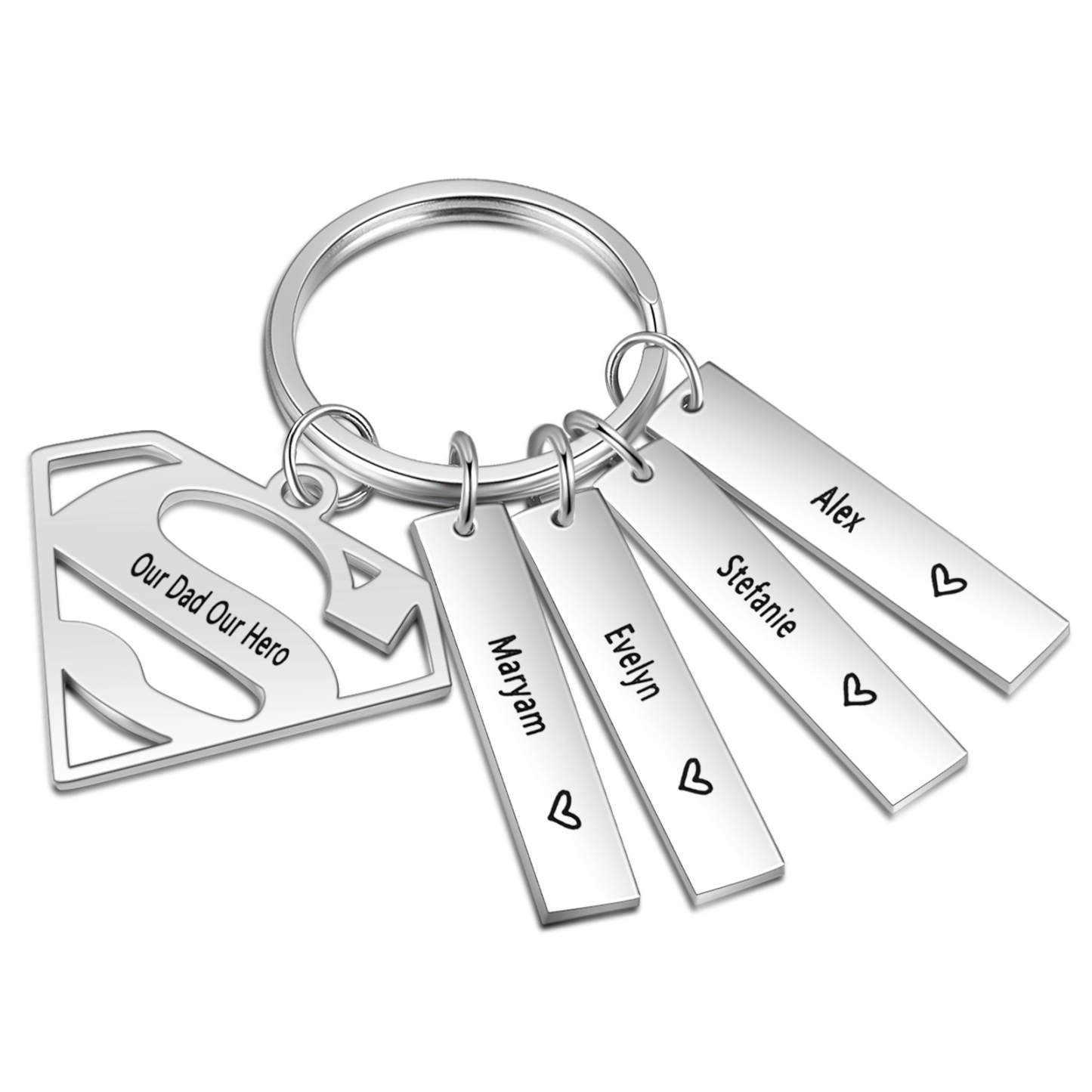 Personalisierbarer Text & 4 Namen Opa werden geschaffen weil Enkelkinder warhe Helden brauchen Schlüsselanhänger-Geschenk mit Nachrichtenkarte