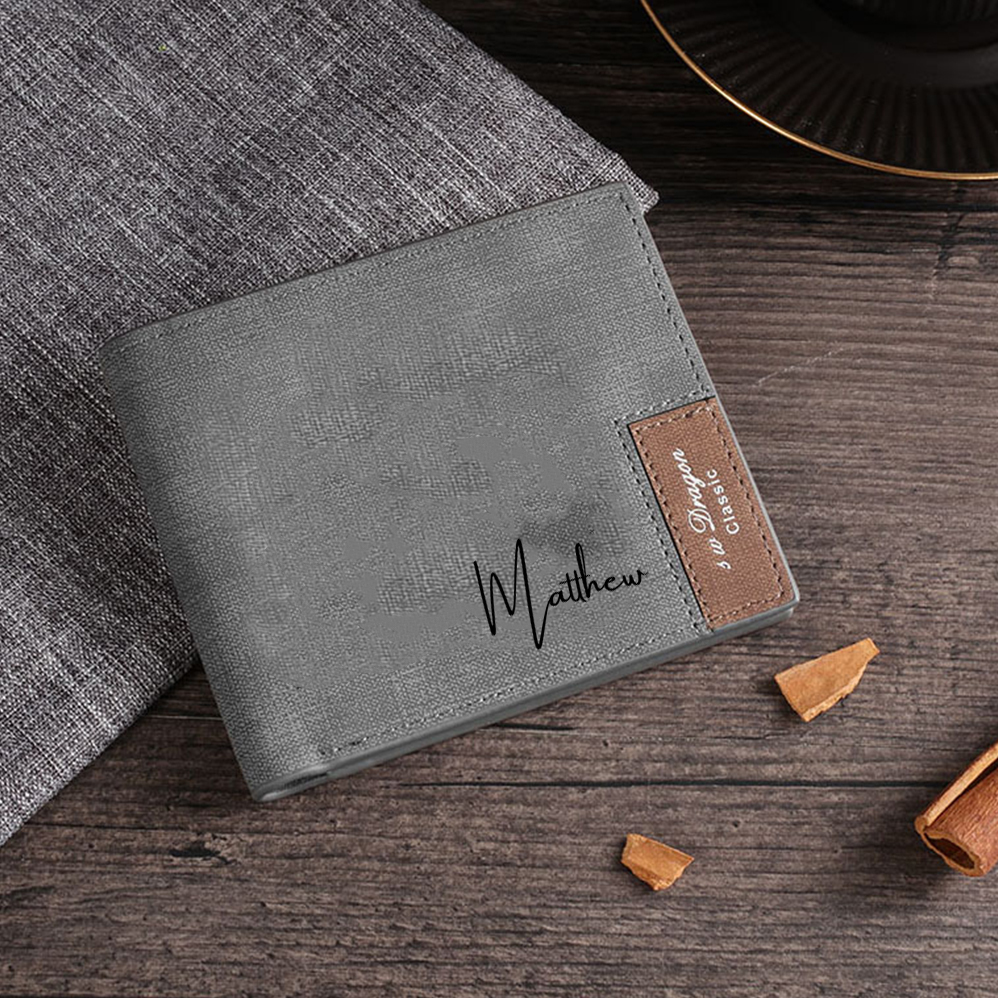 Personalisierte 2 Namen & Buchstabe Leder Herren Geldbörse mit Kartenfach