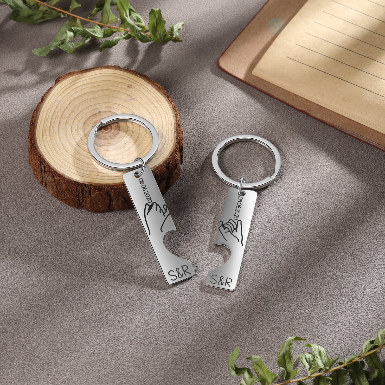 Personalisierte Partner-Schlüsselanhänger mit individueller Gravur im 2er Set - Herz Vereinbarung