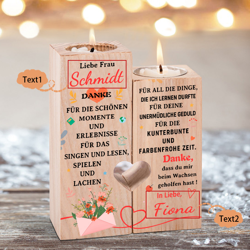 Personalisierter 2 Texte Kerzenhalter-Danke, dass du mir beim Wachsen geholfen hast -Geschenk für Leherin/Leher
