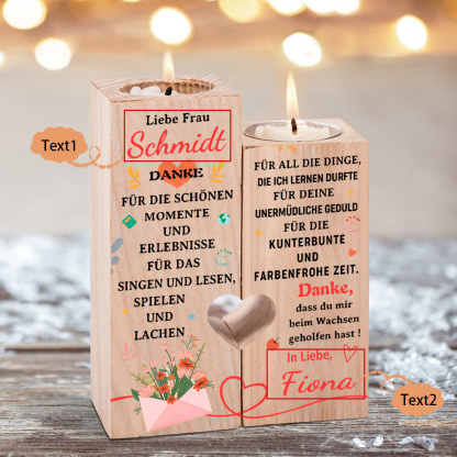 Personalisierter 2 Texte Kerzenhalter-Danke, dass du mir beim Wachsen geholfen hast -Geschenk für Leherin/Leher