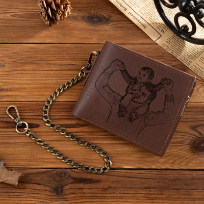 Personalisierte Foto PU Leder Geldbörse mit Metall Kette