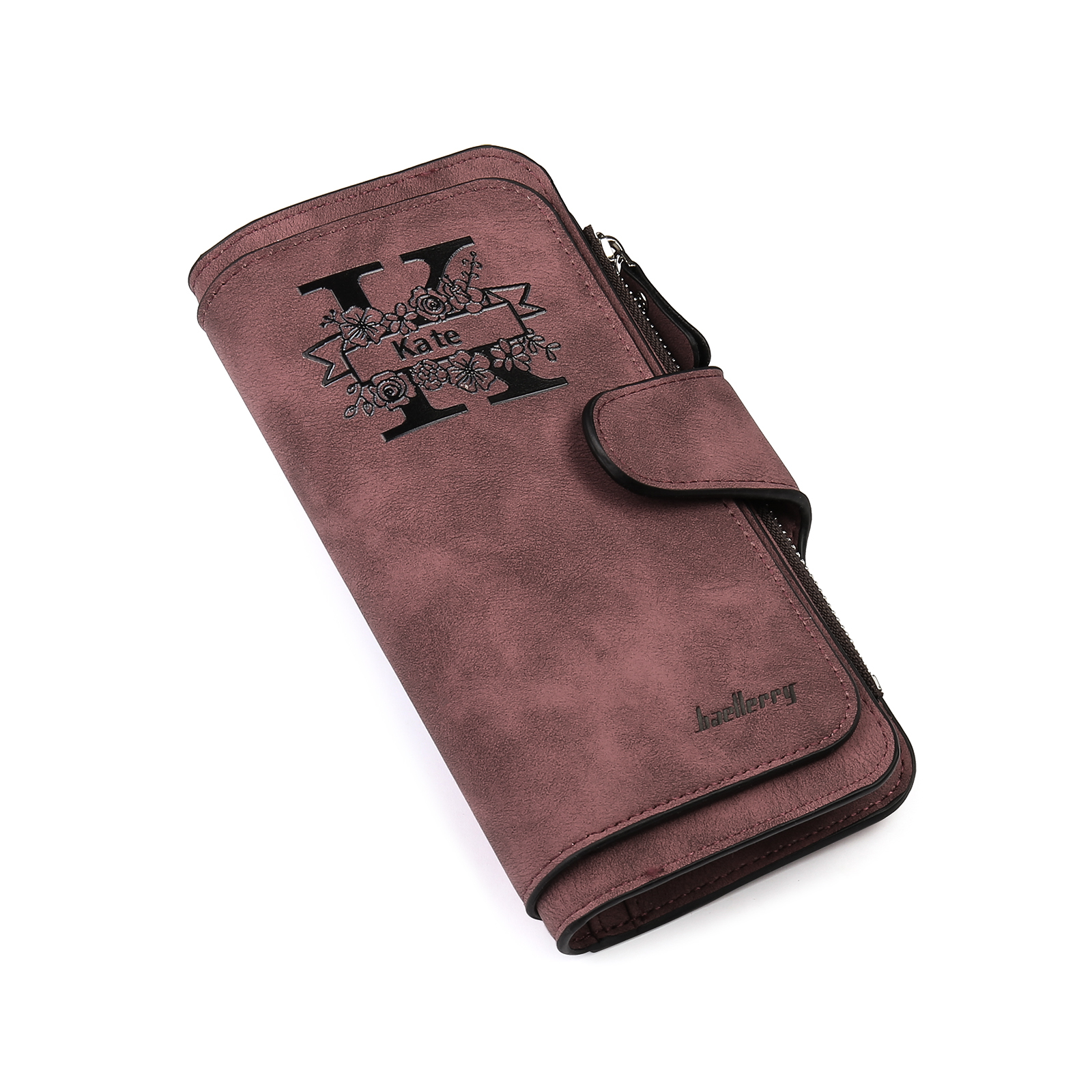 Damen Personalisierter Name & Buchstabe & Foto & Text PU Leder Geldbörse Langes Portemonnaie mit Reißverschluss