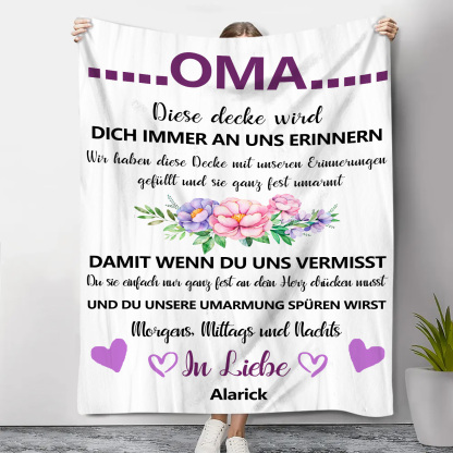 Personalisierter Text & Name-Oma Diese Decke wird dich immer an uns Erinnern-Decke-Großelterntag Geschenk für Großmutter