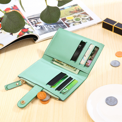 Damen Personalisierter Text & Name & Geburtsblume PU Leder Geldbörse