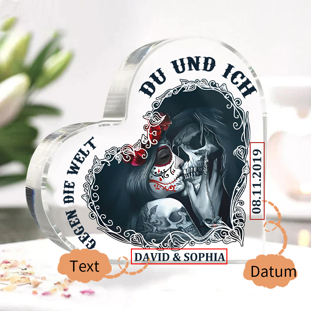 Personalisierte Text & Datum Acryl-Deko-Du und ich gegen die Welt-Schreibtischdekoration für Paar