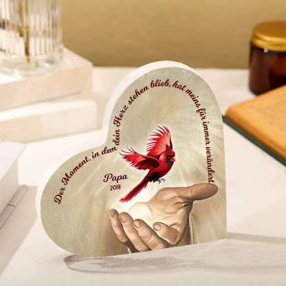 Personalisierter 1 Name & Jahr Rotkehlchen Acryl-Deko-Trauer Schreibtischdekoration