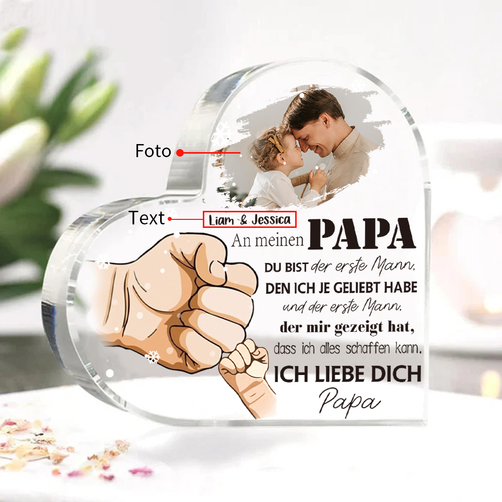 Personalisiertes Foto & Text Acryl-An meinen Papa Ich liebe dich Schreibtischdekoration für Vater
