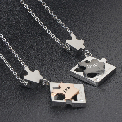 Personalisierte 2 Namen Puzzle "only Love" Halsketten Set