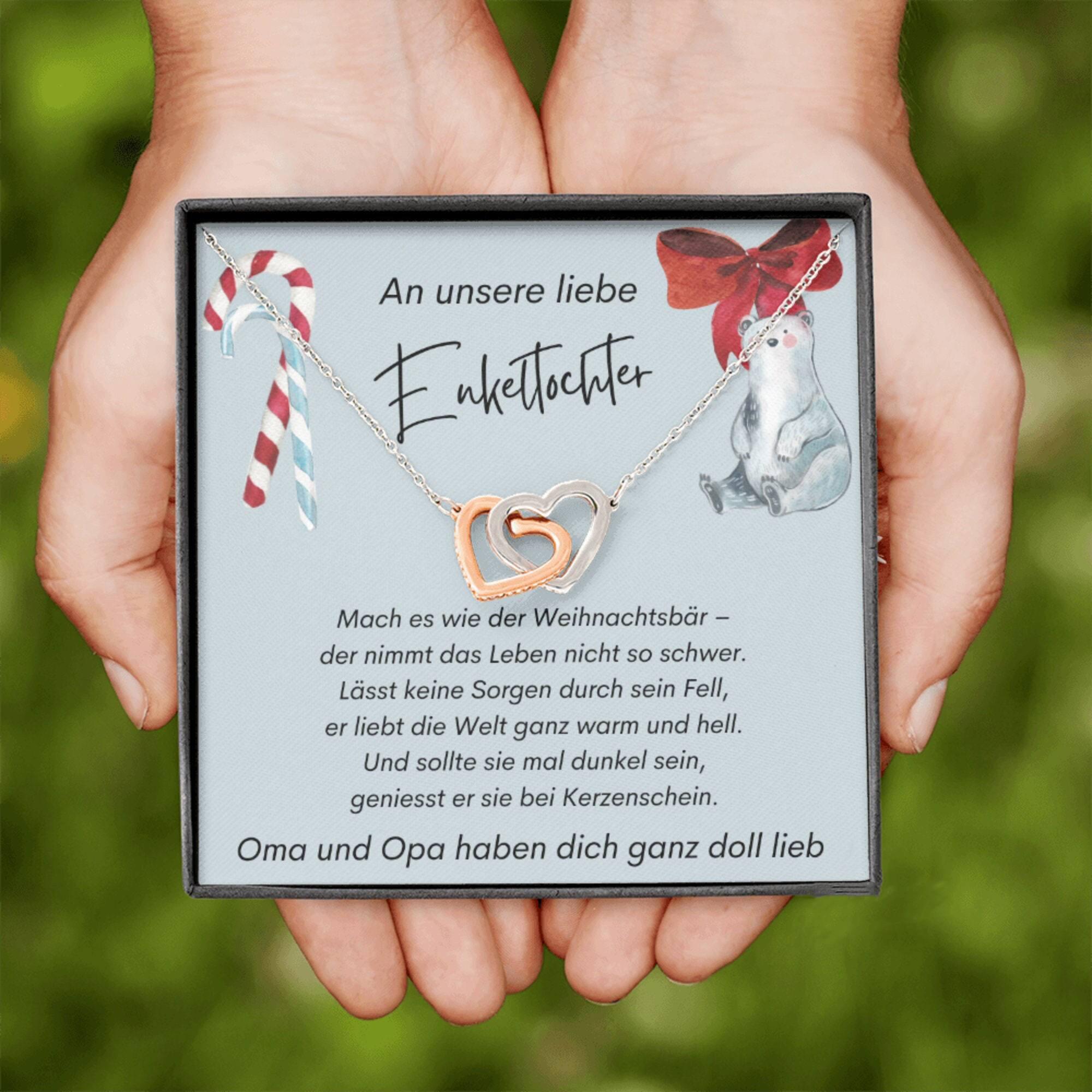 S925 Sterling Silber Halskette - An Unsere Liebe Enkeltochter von Oma & Opa - Geschenk mit Nachrichtenkarte