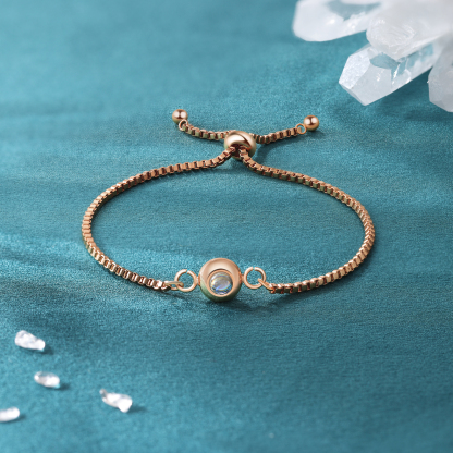 Personalisiertes Foto Rund Projektion Edelstahl Armband mit verstellbarer Kette