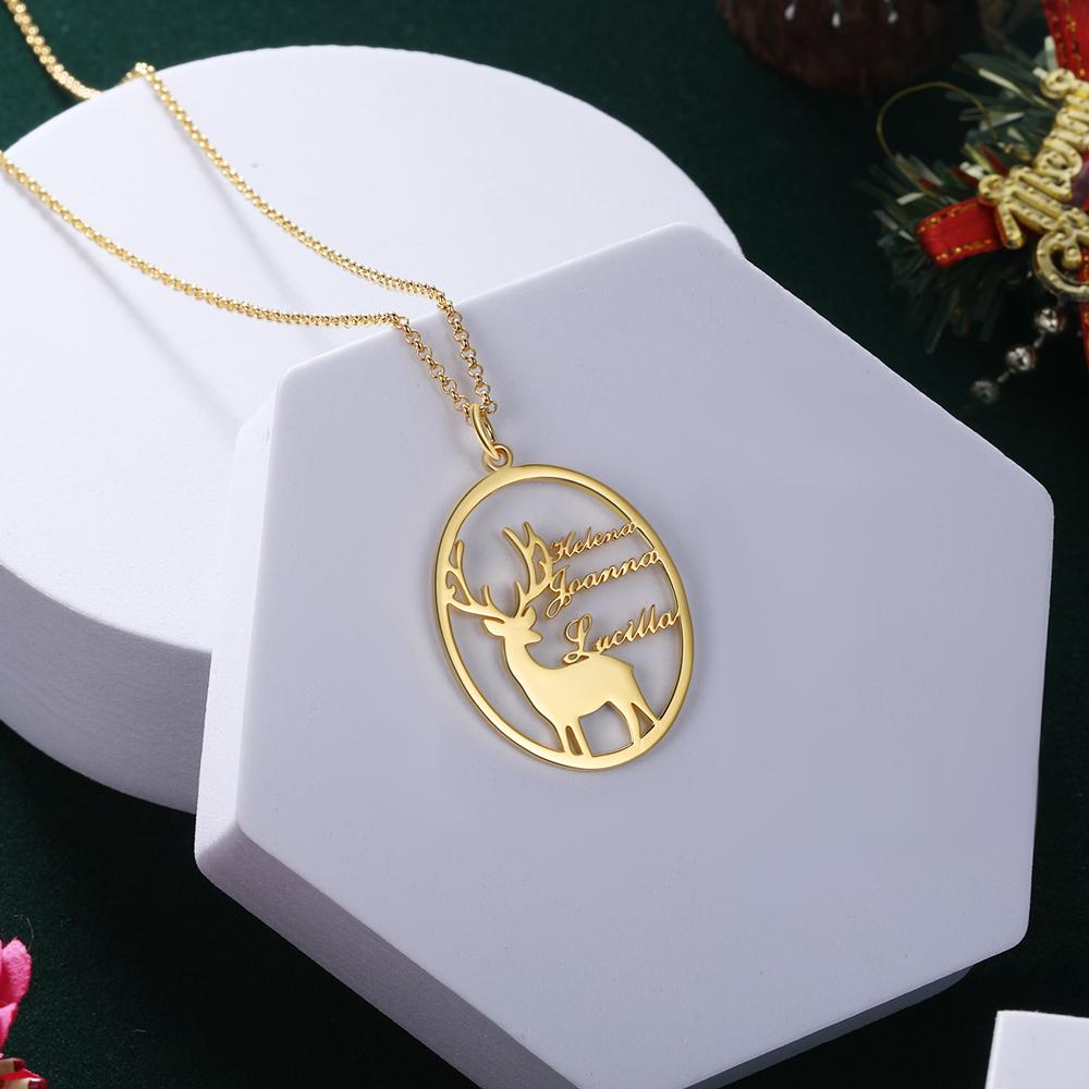 Elch Halskette mit 3 Namensgravuren