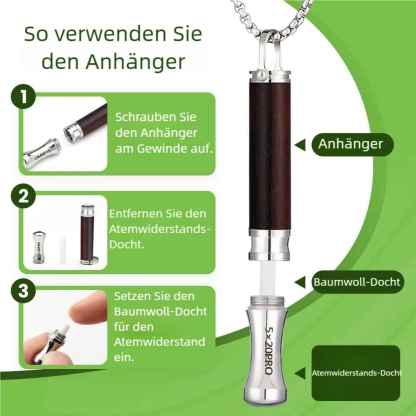 Halskette mit Atemanhänger aus Holz zur Angstlinderung und zum Rauchstopp