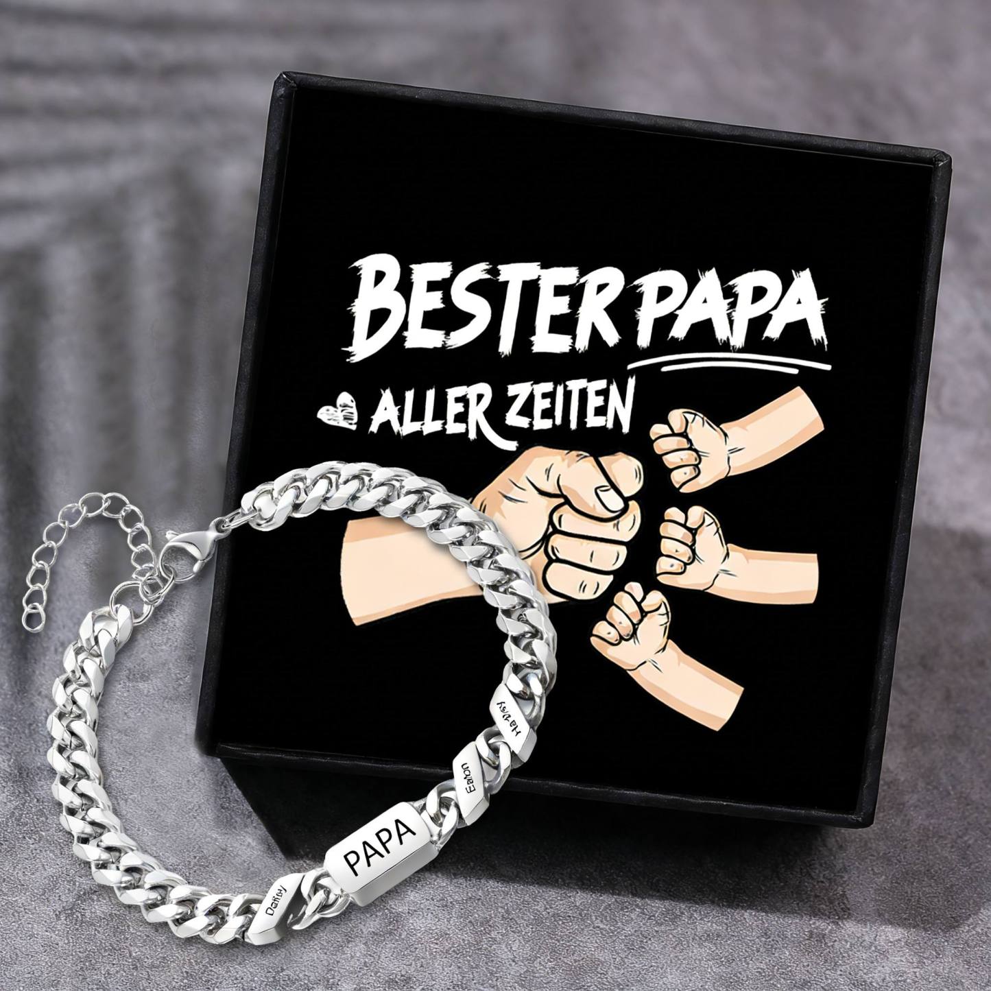 Herren Personalisierte 1-6 Namen Edelstahl Armband mit Text