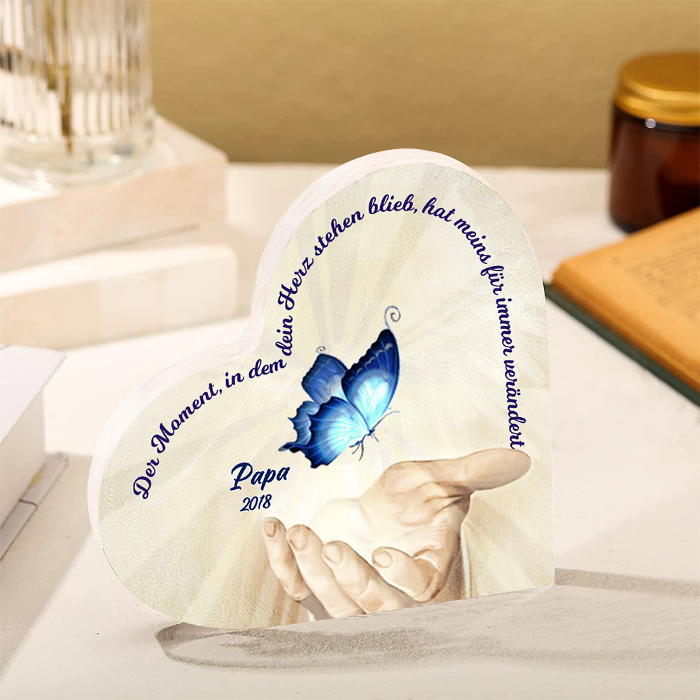 Personalisierte 1 Name & Jahr Blau Schmetterling Acryl-Deko-Trauer Schreibtischdekoration