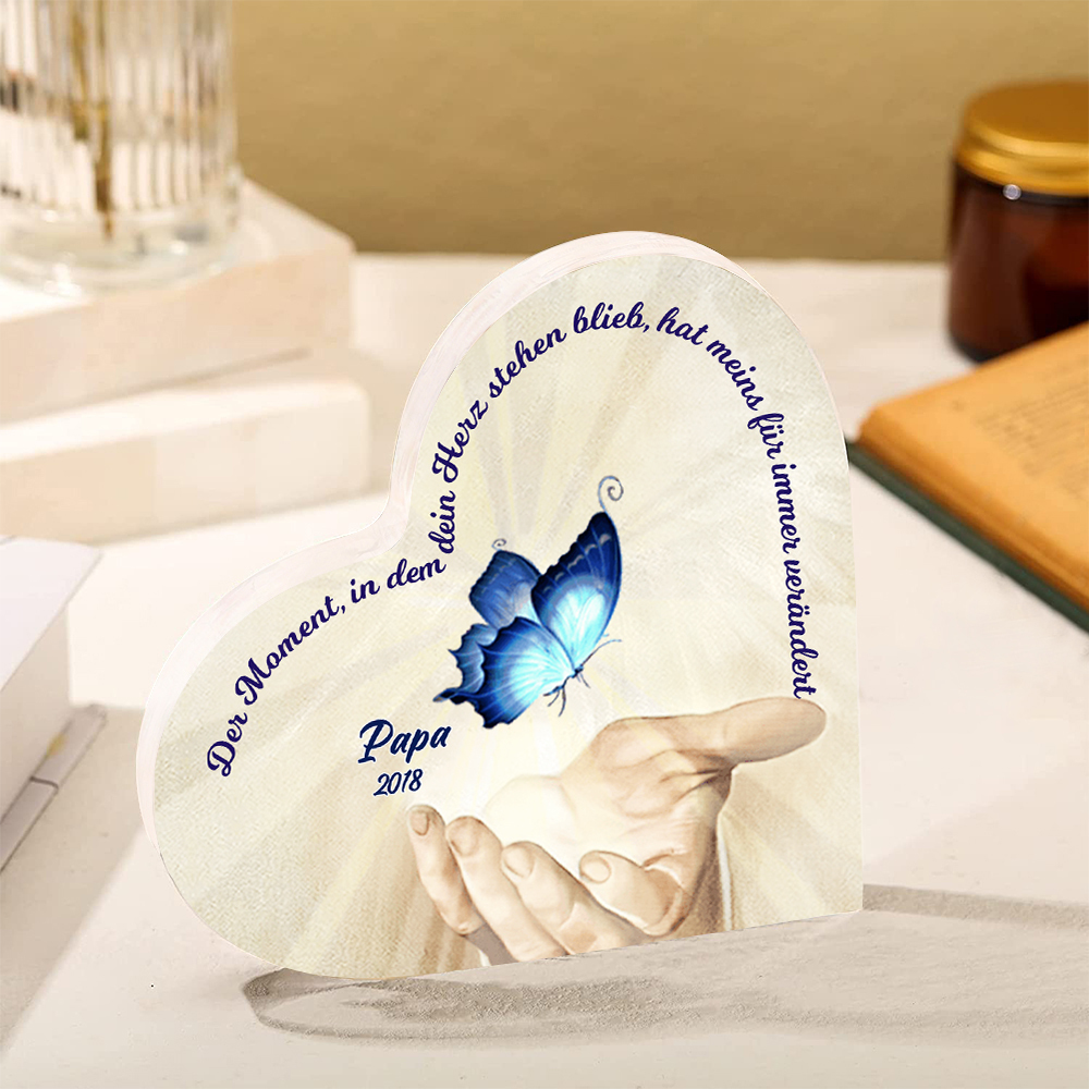 Personalisierte 1 Name & Jahr Blau Schmetterling Acryl-Deko-Trauer Schreibtischdekoration