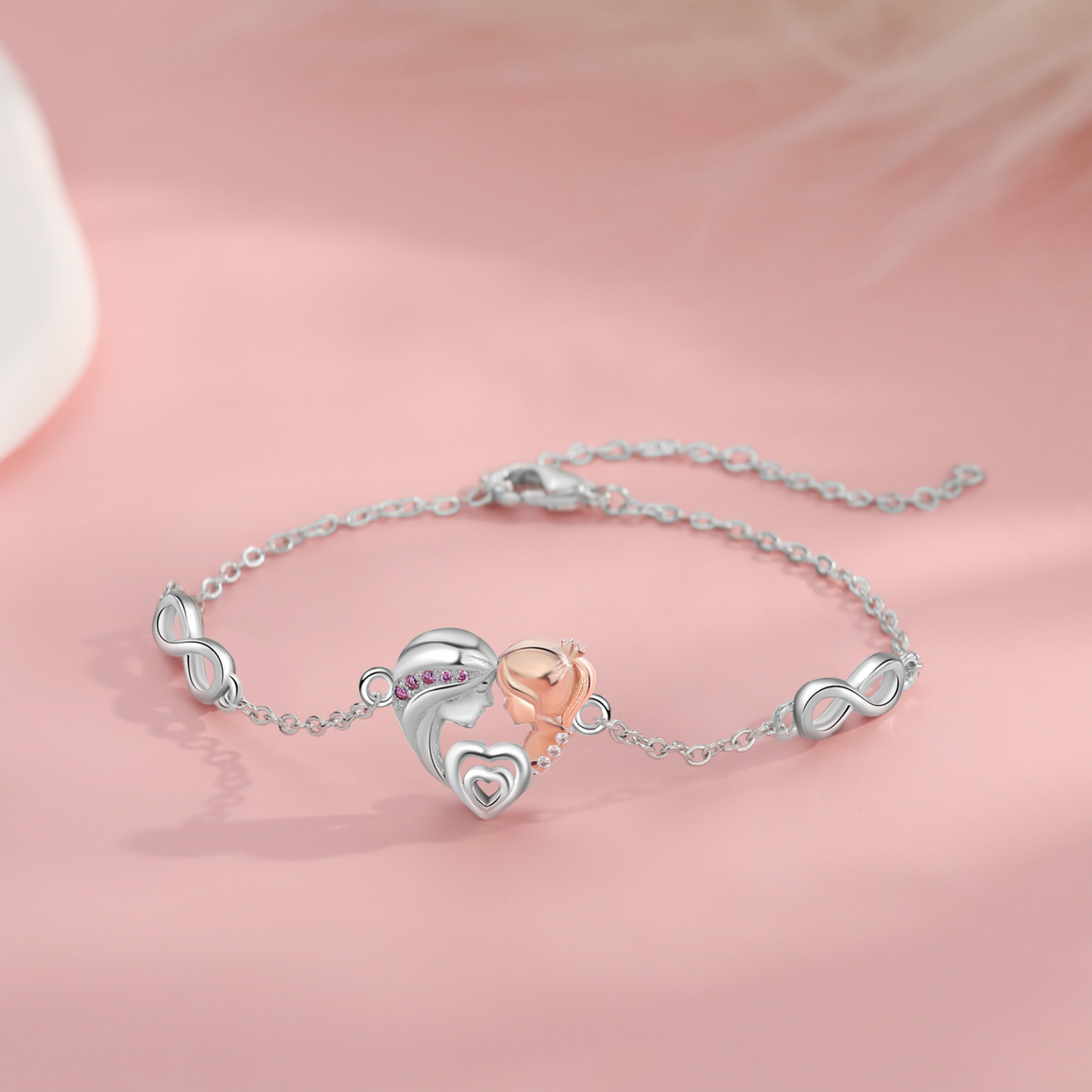 Herz Infinity Armband mit Zirkonia -Tochter ♡ Mutter Geschenk