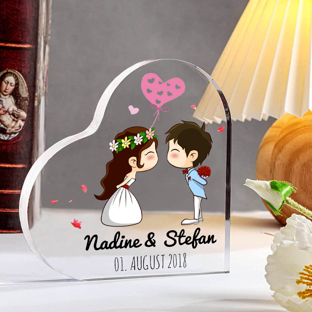 Personalisierte 2 Texte Acryl-Deko Schreibtischdekoration Hochzeitstag Geschenk für Paar