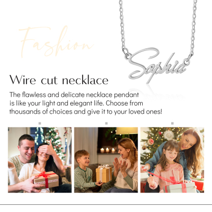 Personalisierbare Name Zarte Halskette & Geschenkkarte Geschenkbox Set Weihnachtsgeschenk