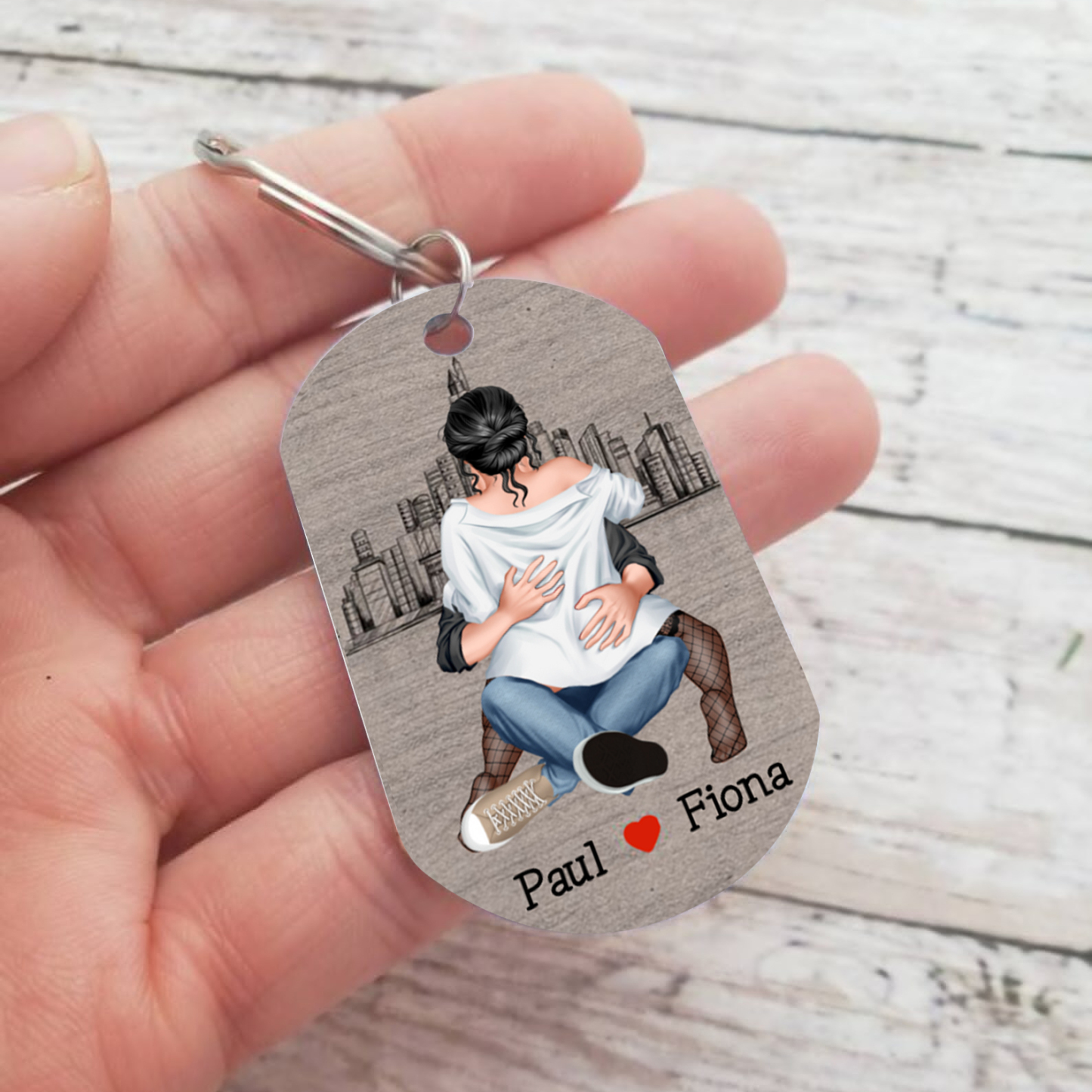 Personalisierbare 2 Namen-Ich brauche dich heute Abend Also komm gut nach Hause-Edelstahl Schlüsselanhänger für Paare