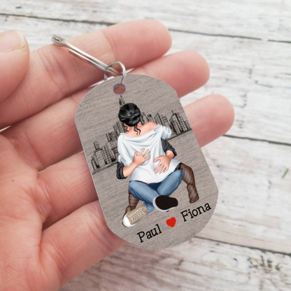 Personalisierbare 2 Namen-Ich brauche dich heute Abend Also komm gut nach Hause-Edelstahl Schlüsselanhänger für Paare