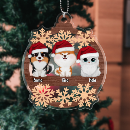 Acryl Weihnachtsornament-Personalisierte 1-6 Namen Haustier Ornament/Schlüsselanhänger mit Schlüsselring