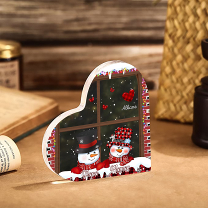 Personalisierte 3 Namen Schneemann Familie Weihnachten Acryl-Deko-Schreibtischdekoration