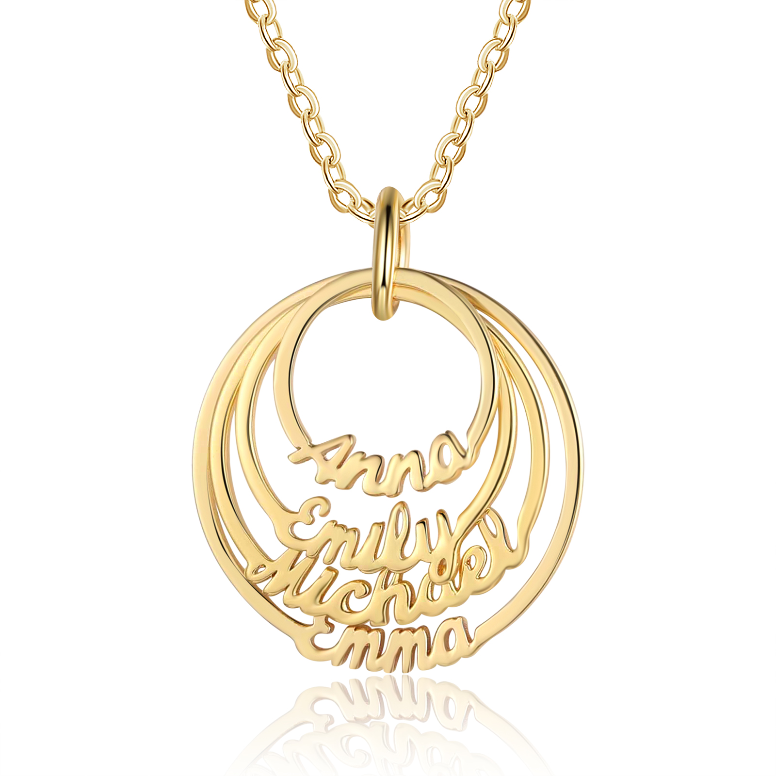 Personalisierte 4 Namen mit Gravuren Rund Halskette