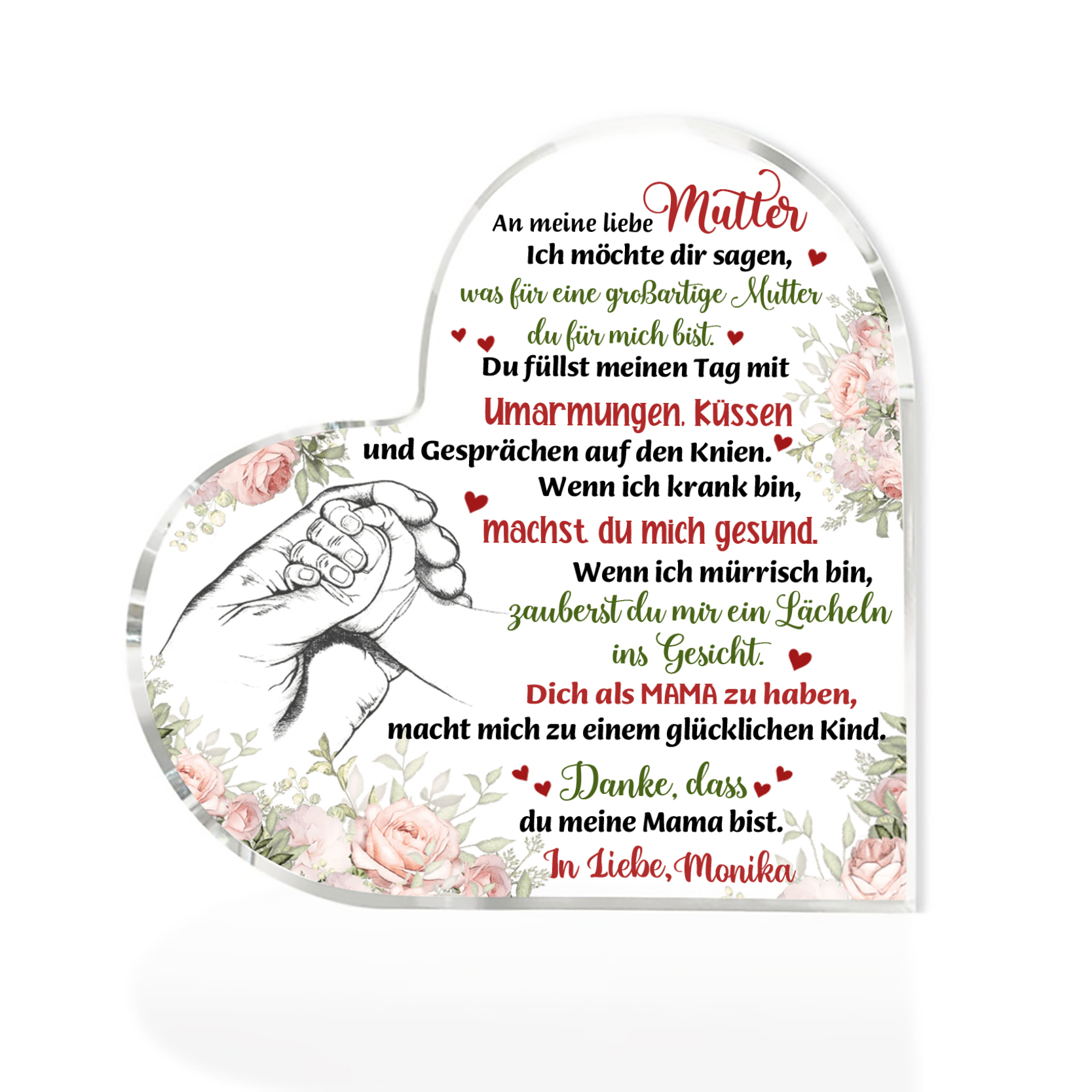 Herz Acryl-Deko-Danke, dass du meine Mama bist-Schreibtischdekoration für Mutter
