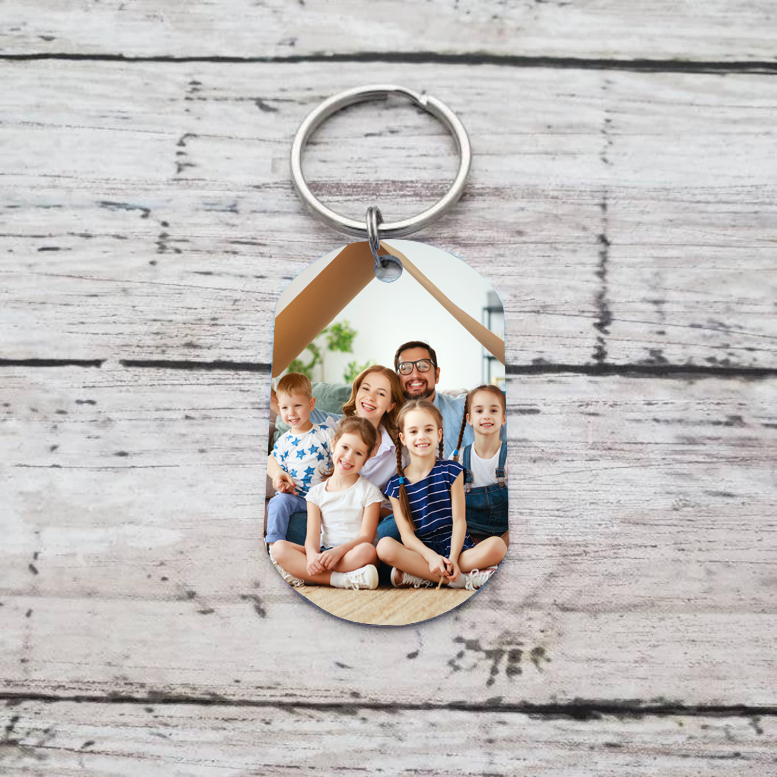 Personalisierbares Foto & 5 Namen Papa Faust Schlüsselanhänger-Geschenk für Vater