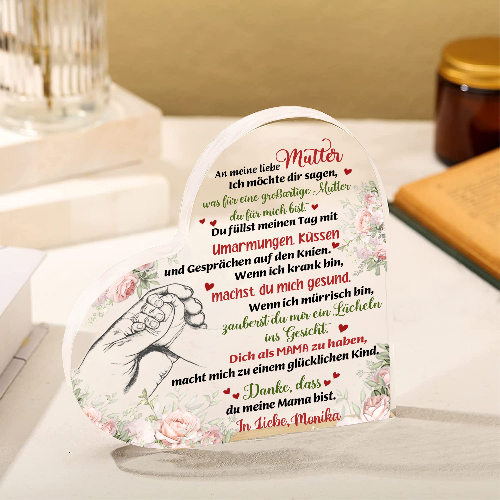 Herz Acryl-Deko-Danke, dass du meine Mama bist-Schreibtischdekoration für Mutter